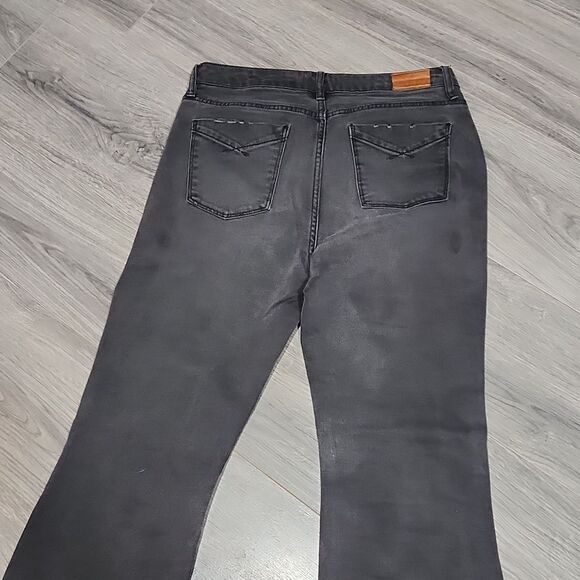 Black Washed Unpublished Raw Hem Flare Jeans - Picture 7 of 8